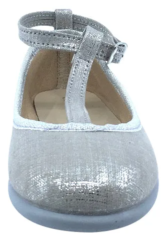 ChildrenChic Girl's T-Bar Ballerina, Silver