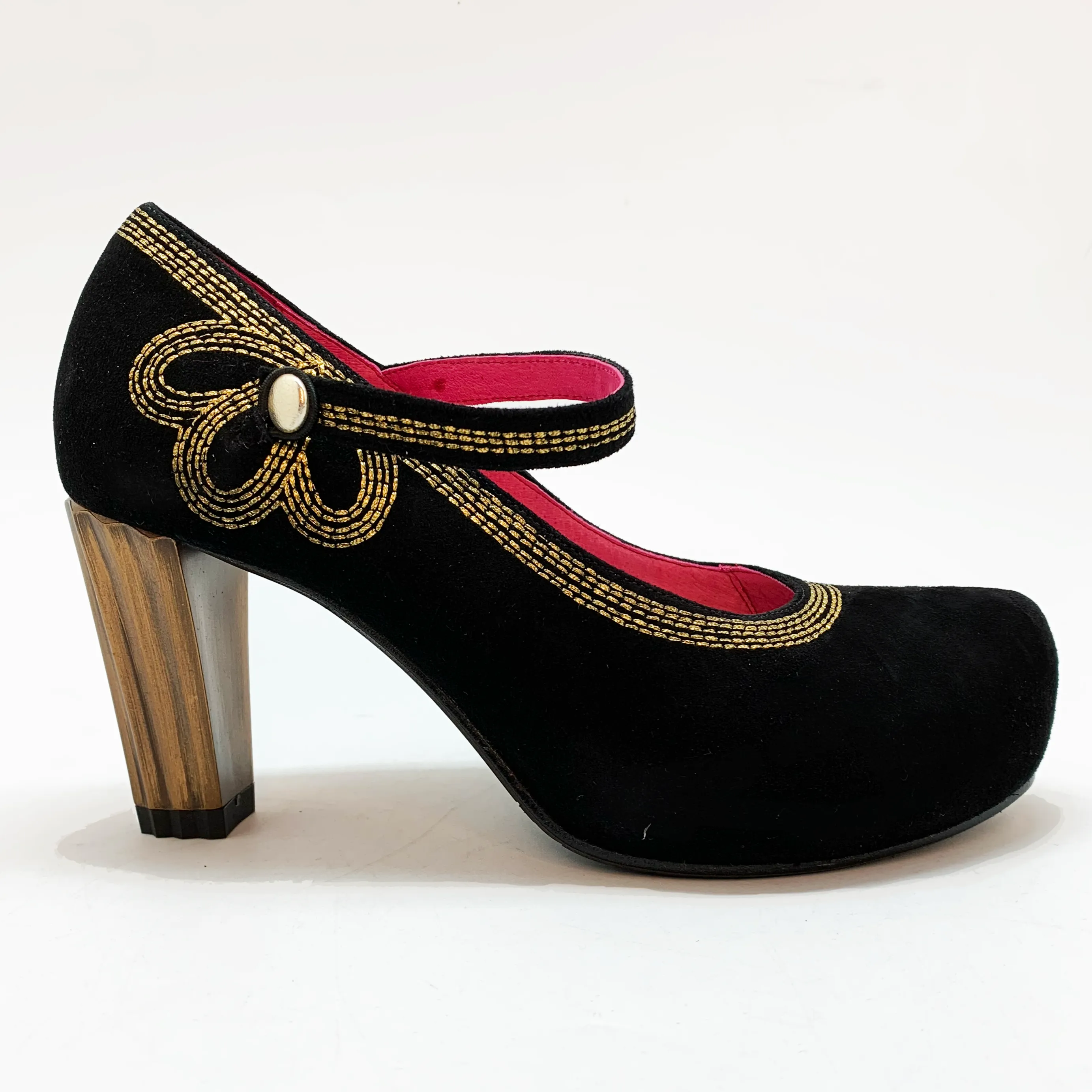 Cognac - Black/Gold strap heel