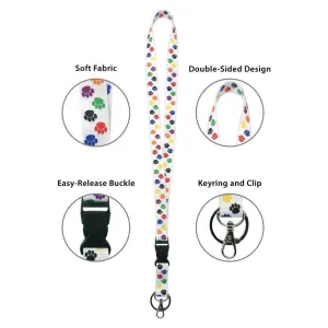 Colorful Paw Prints Lanyard