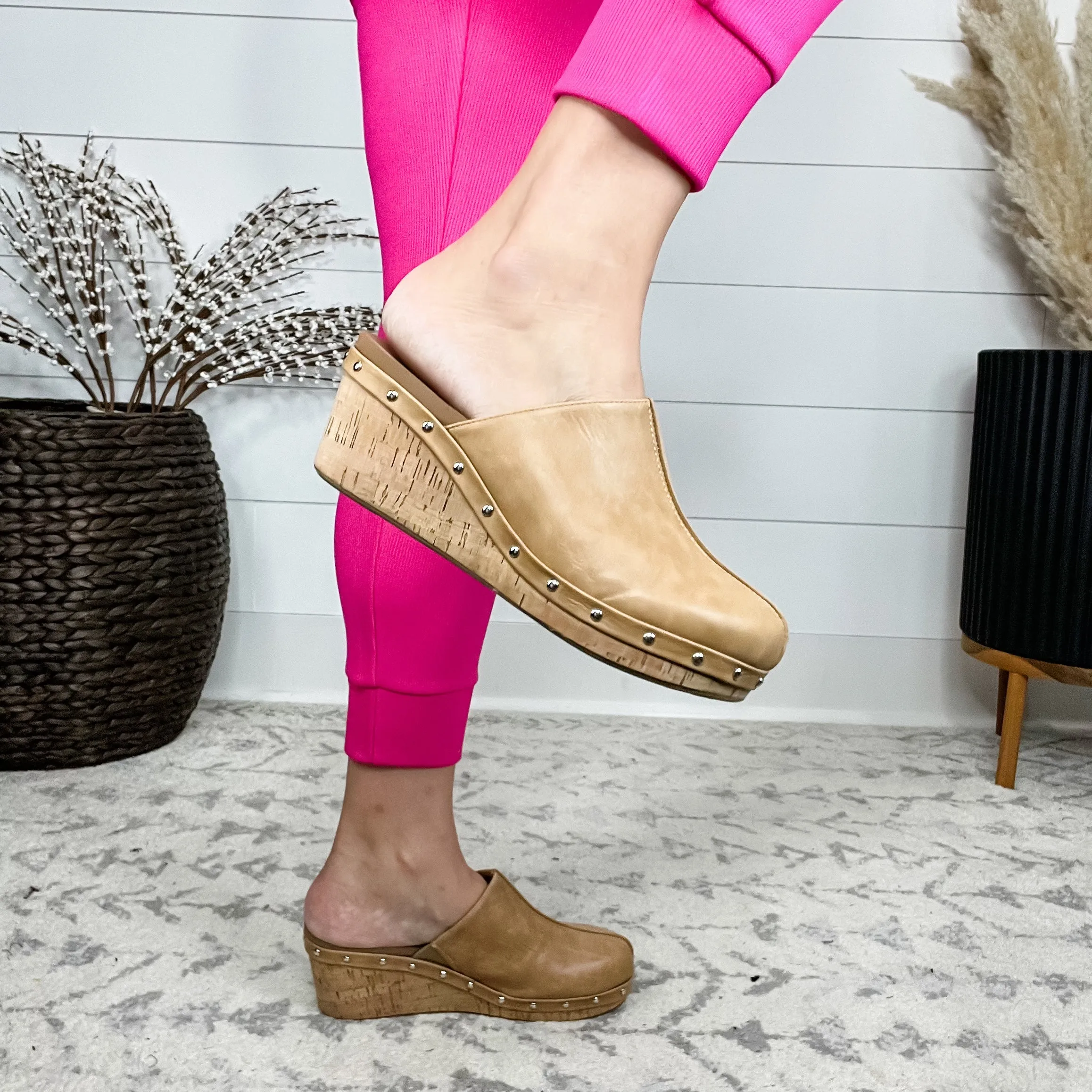 Corkys "Marley" Round Toe Mule Clog Wedge (Caramel)