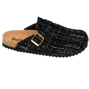 Corkys "One For The Books" Mule Clog (Black White Tweed)