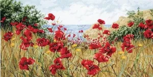 Counted Cross Stitch Kit Maia - Clifftop Poppies