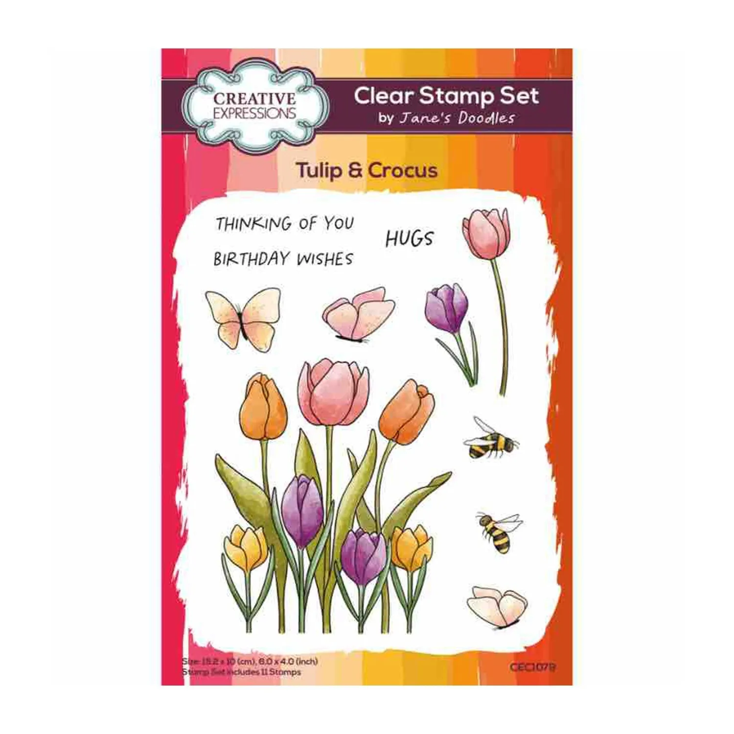 Creative Expressions Jane's Doodles Clear Stamp Set 4"x 6" - Tulip & Crocus