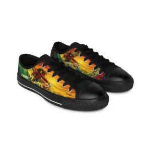 Custom Men's Sneakers Rastaman Surfing Wave Green Yellow Red Surfboard 005