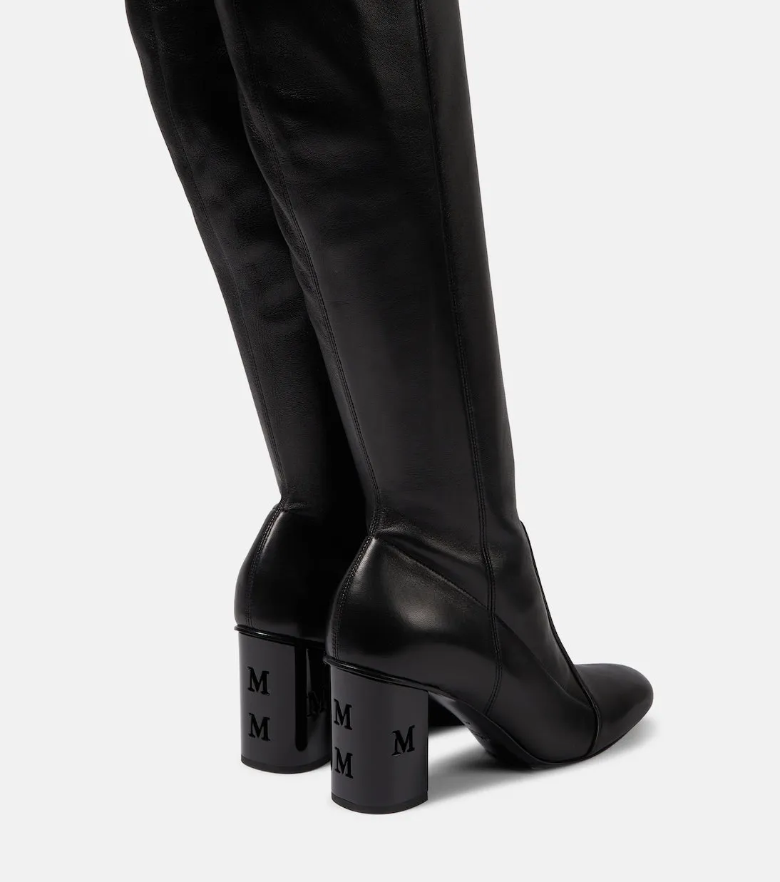 Damier Max Mara leather boots, black