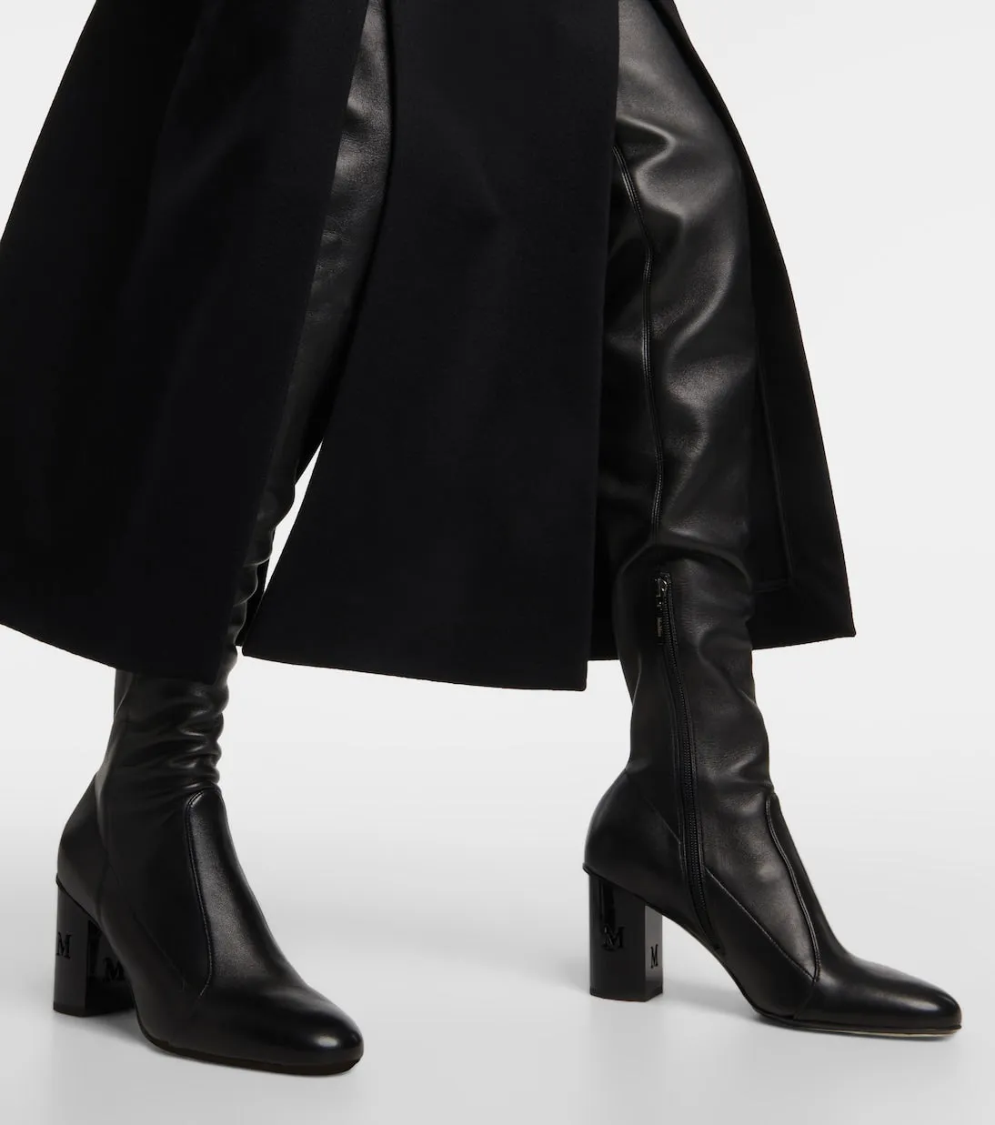 Damier Max Mara leather boots, black