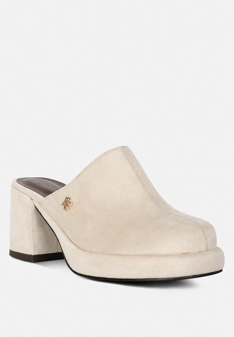 Delaunay Suede Heeled Mule Sandals