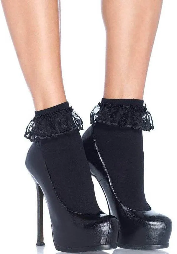 Diem Lace Ruffle [Black] | ANKLET SOCKS