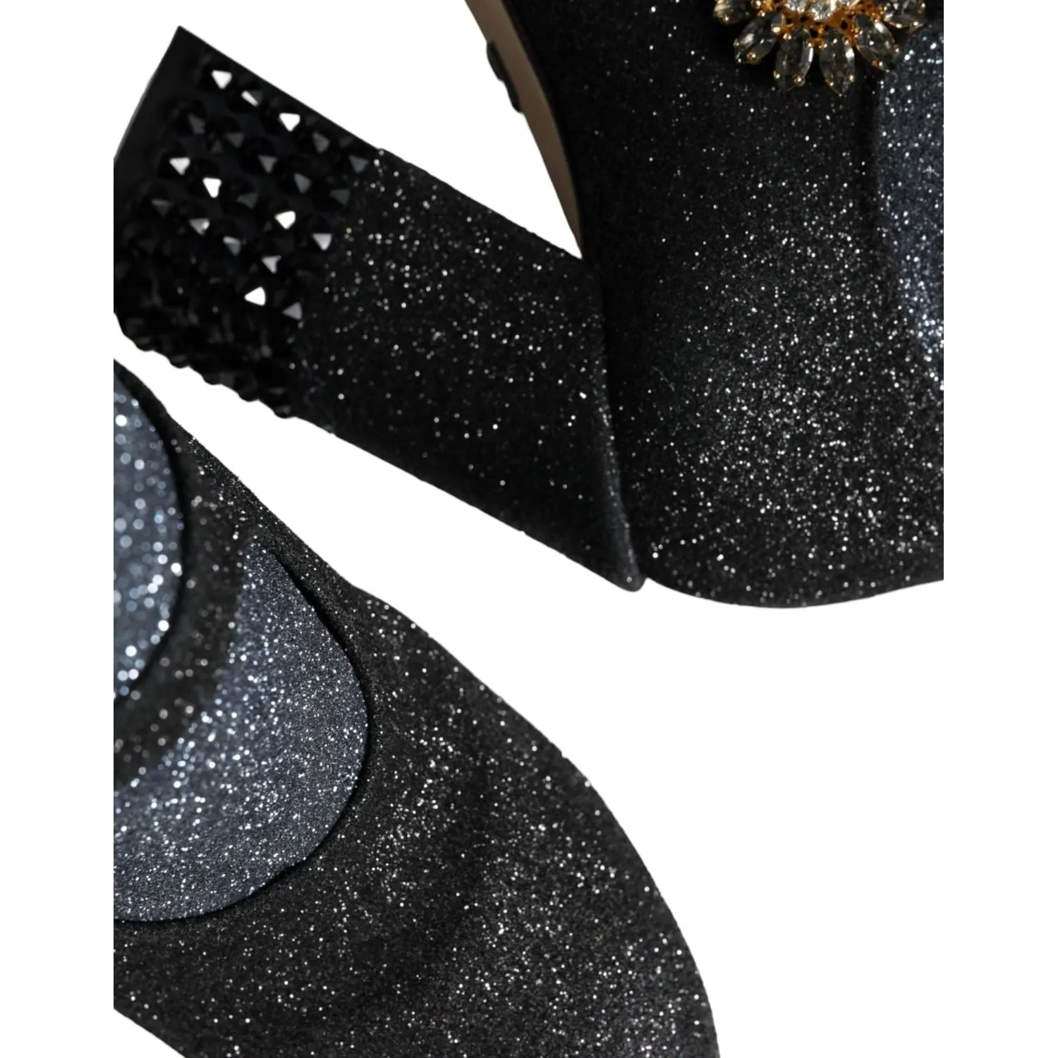 Dolce & Gabbana Black Crystal Mary Janes Booties Shoes