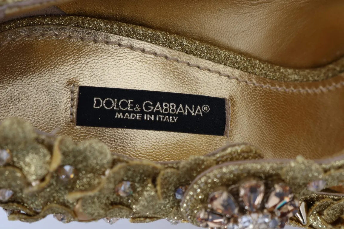 Dolce & Gabbana Gold Floral Crystal Embellished Pumps