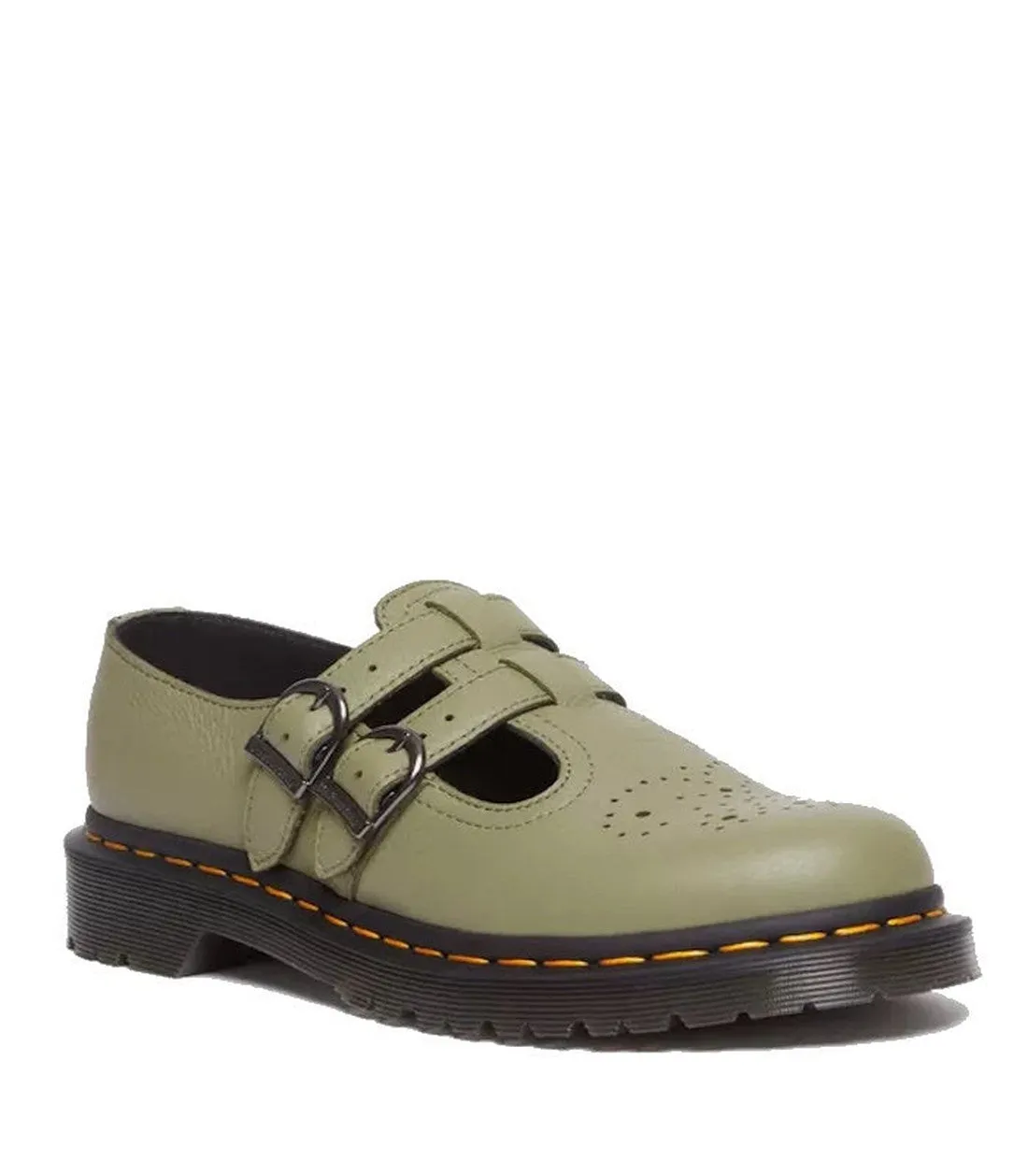 Dr Martens 8065 2 Strap Mary Jane Shoe Olive - Virginia Leather