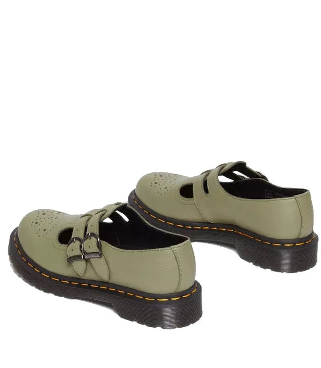 Dr Martens 8065 2 Strap Mary Jane Shoe Olive - Virginia Leather