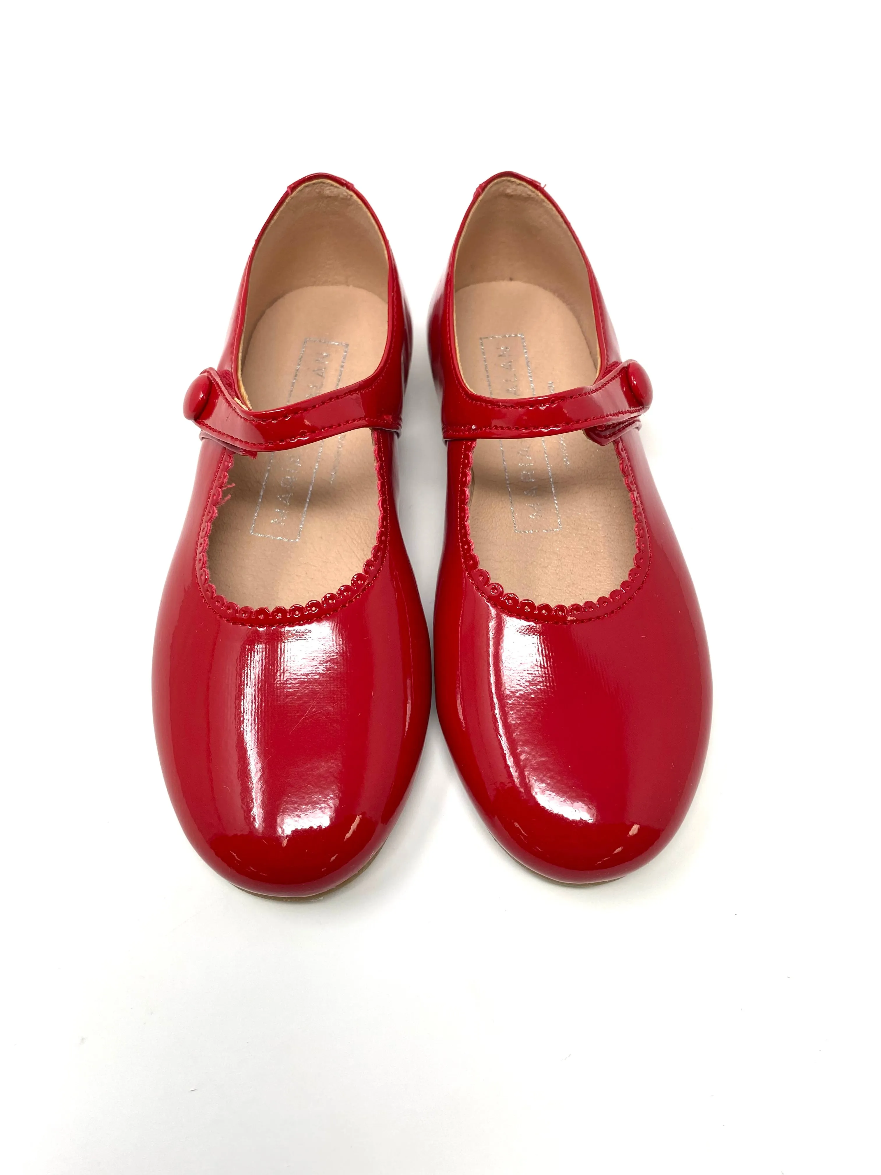 Elegant Button Mary Jane - Patent Red