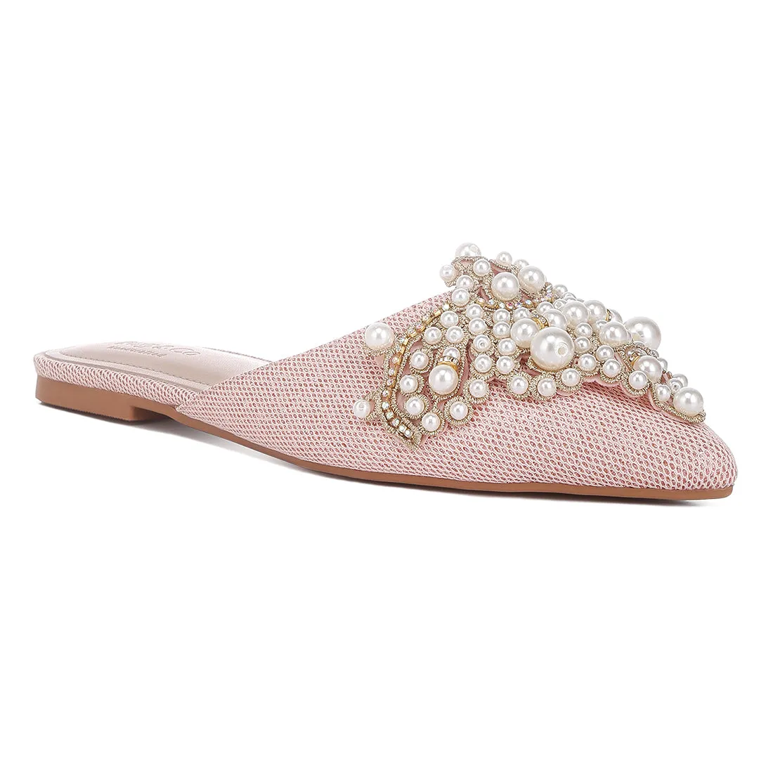 Embellished Delicate Pearl Mules