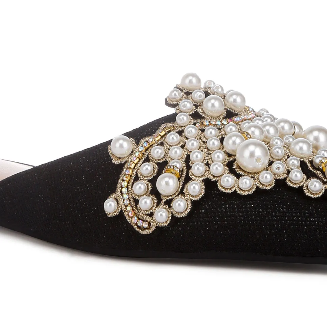 Embellished Delicate Pearl Mules