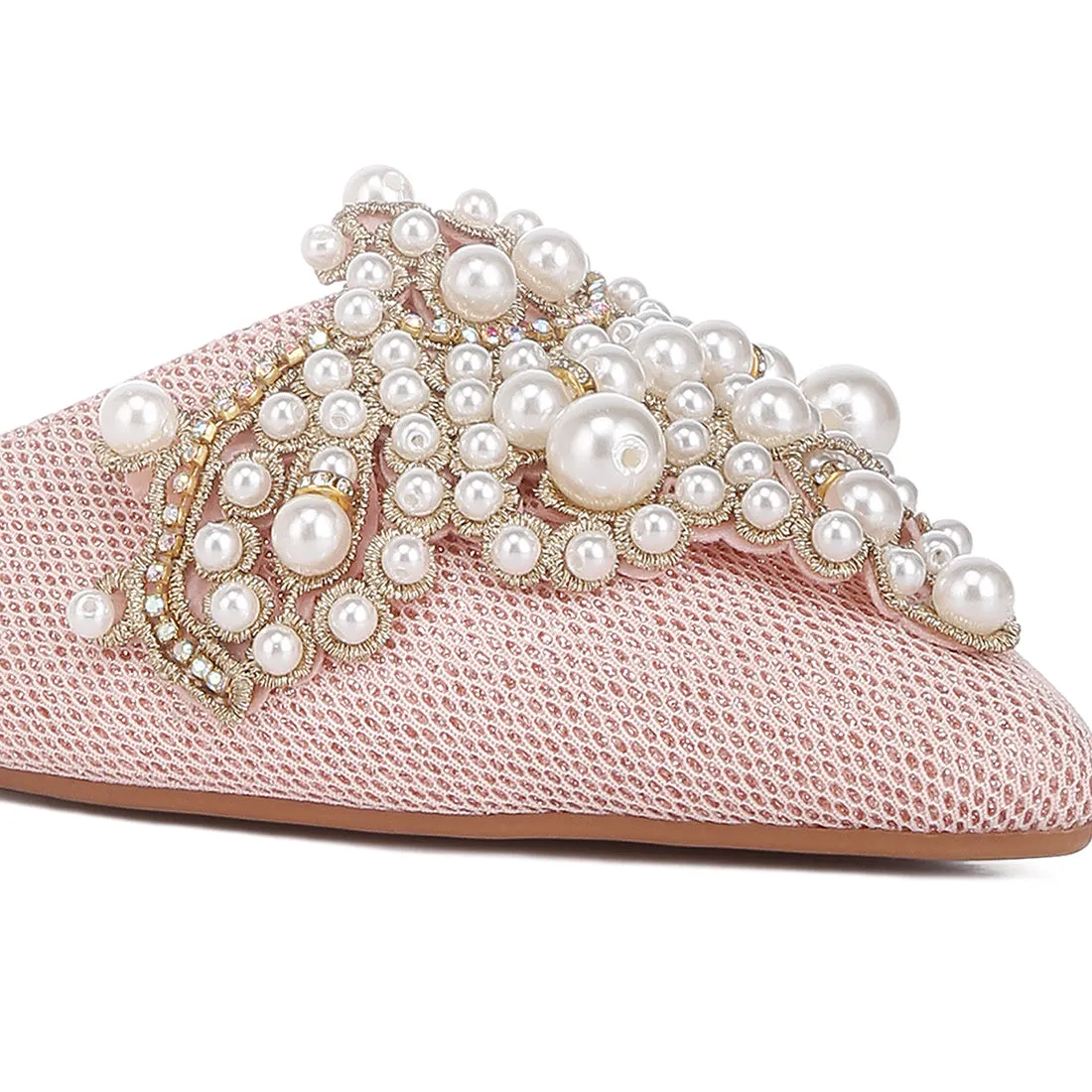 Embellished Delicate Pearl Mules