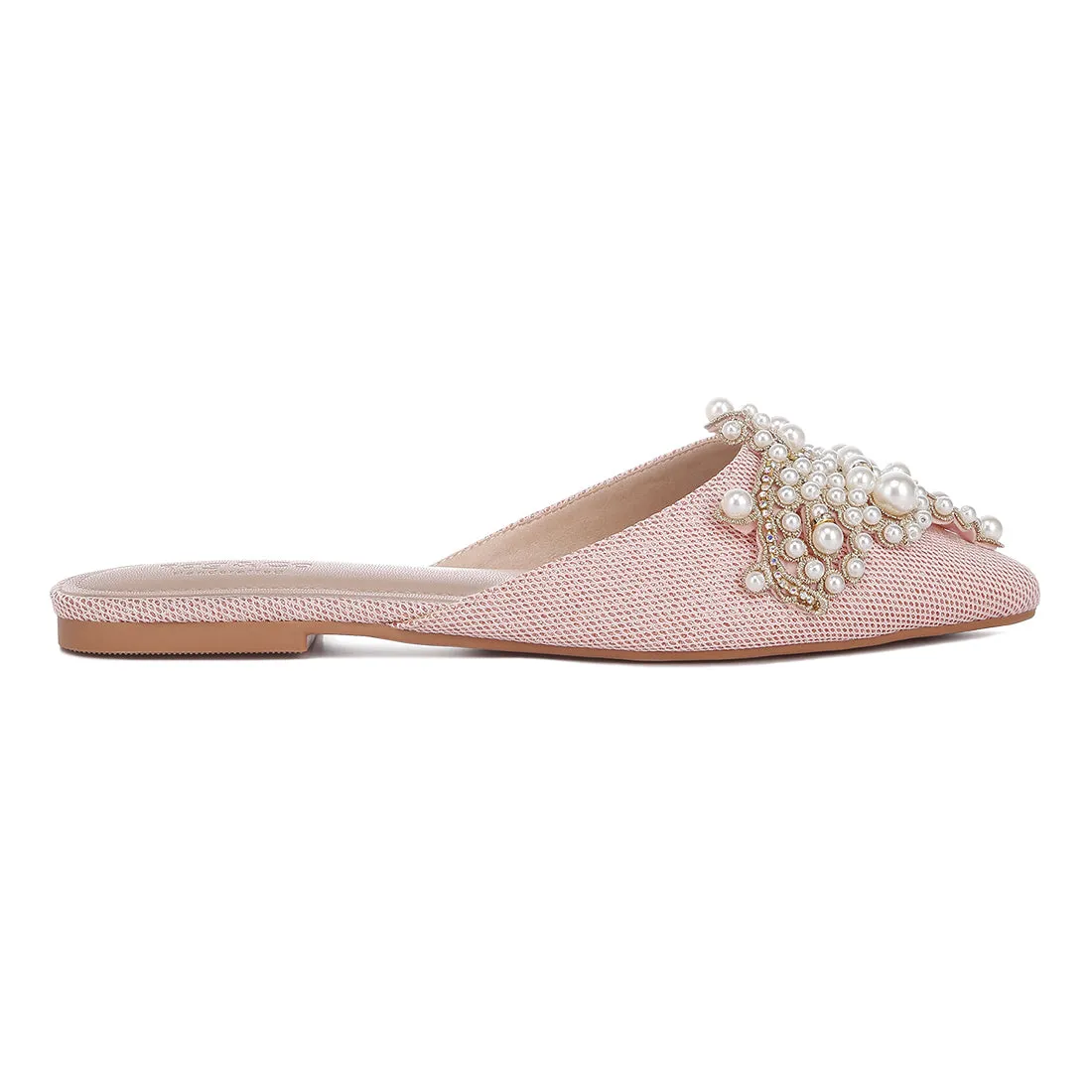 Embellished Delicate Pearl Mules