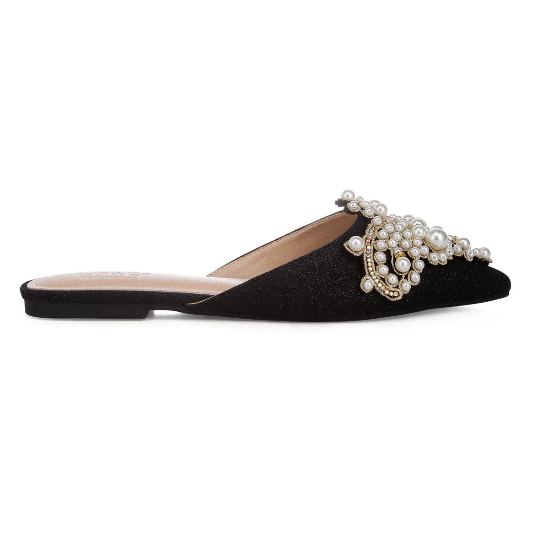 Embellished Delicate Pearl Mules