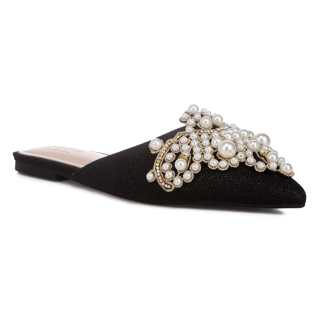 Embellished Delicate Pearl Mules