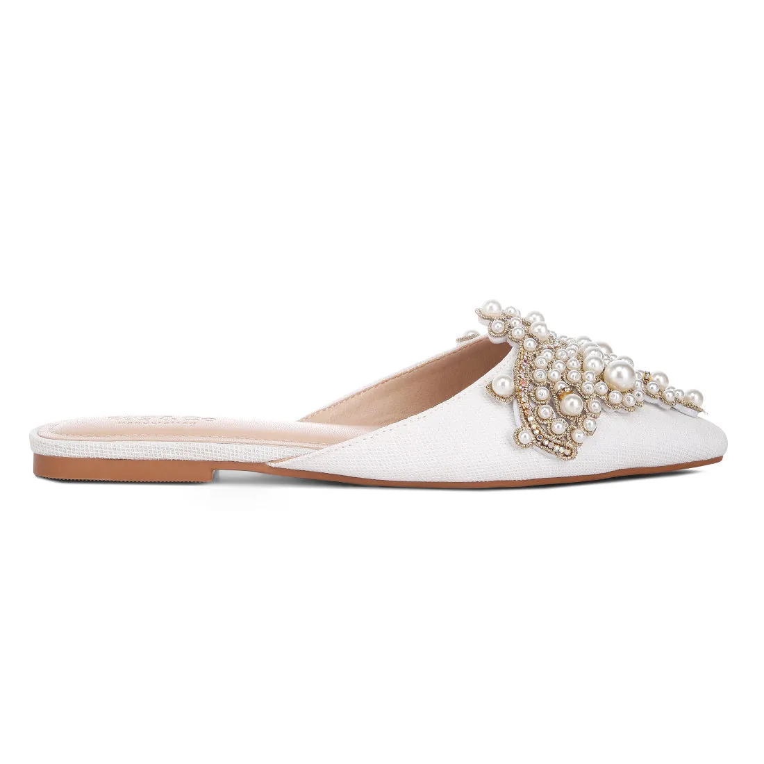 Embellished Delicate Pearl Mules