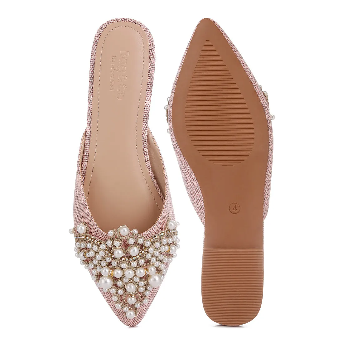 Embellished Delicate Pearl Mules