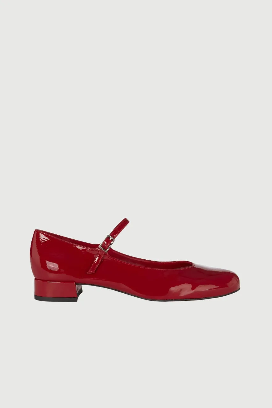 Emilia Mary Janes in Red Patent Leather