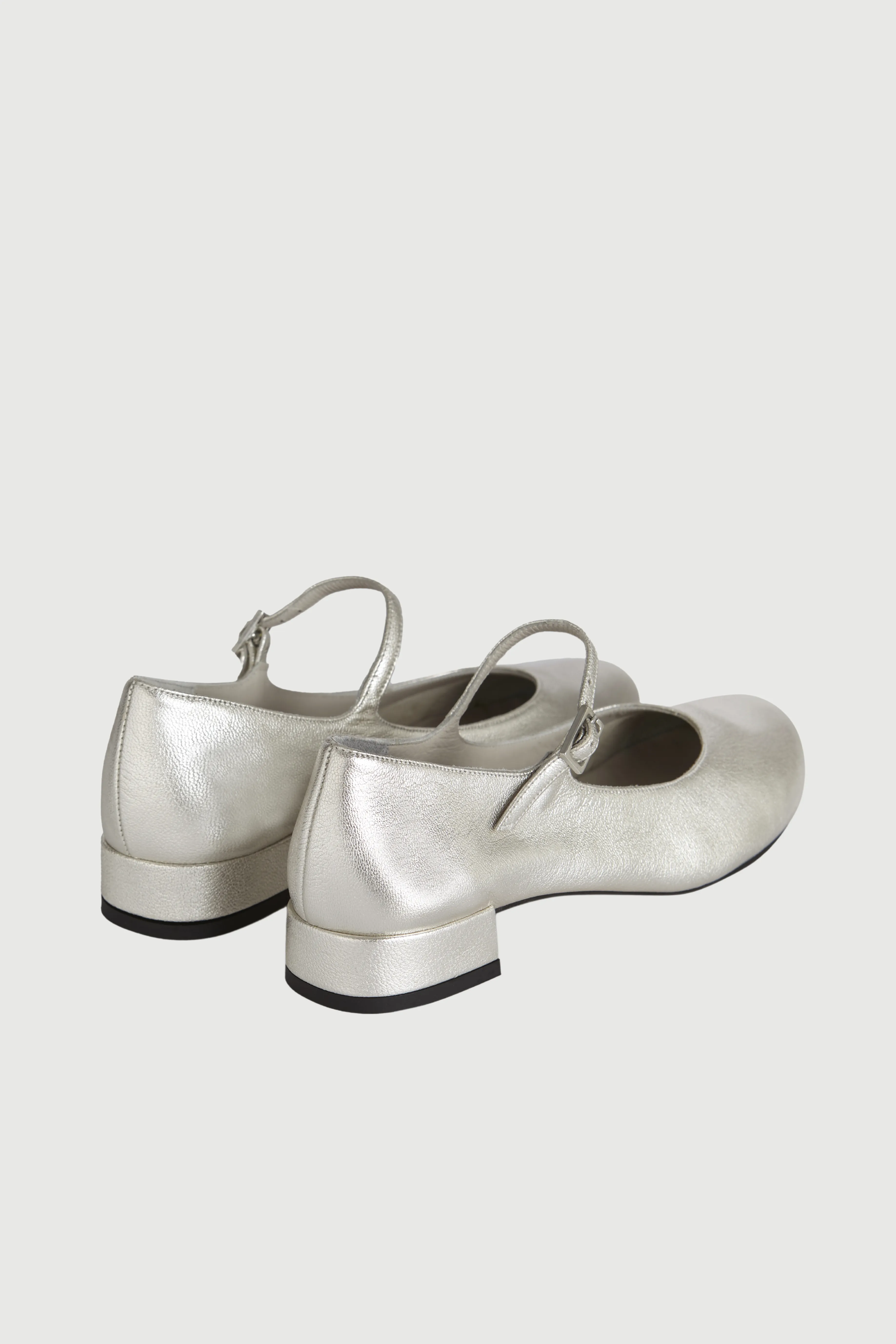 Emilia Mary Janes in Silver Leather