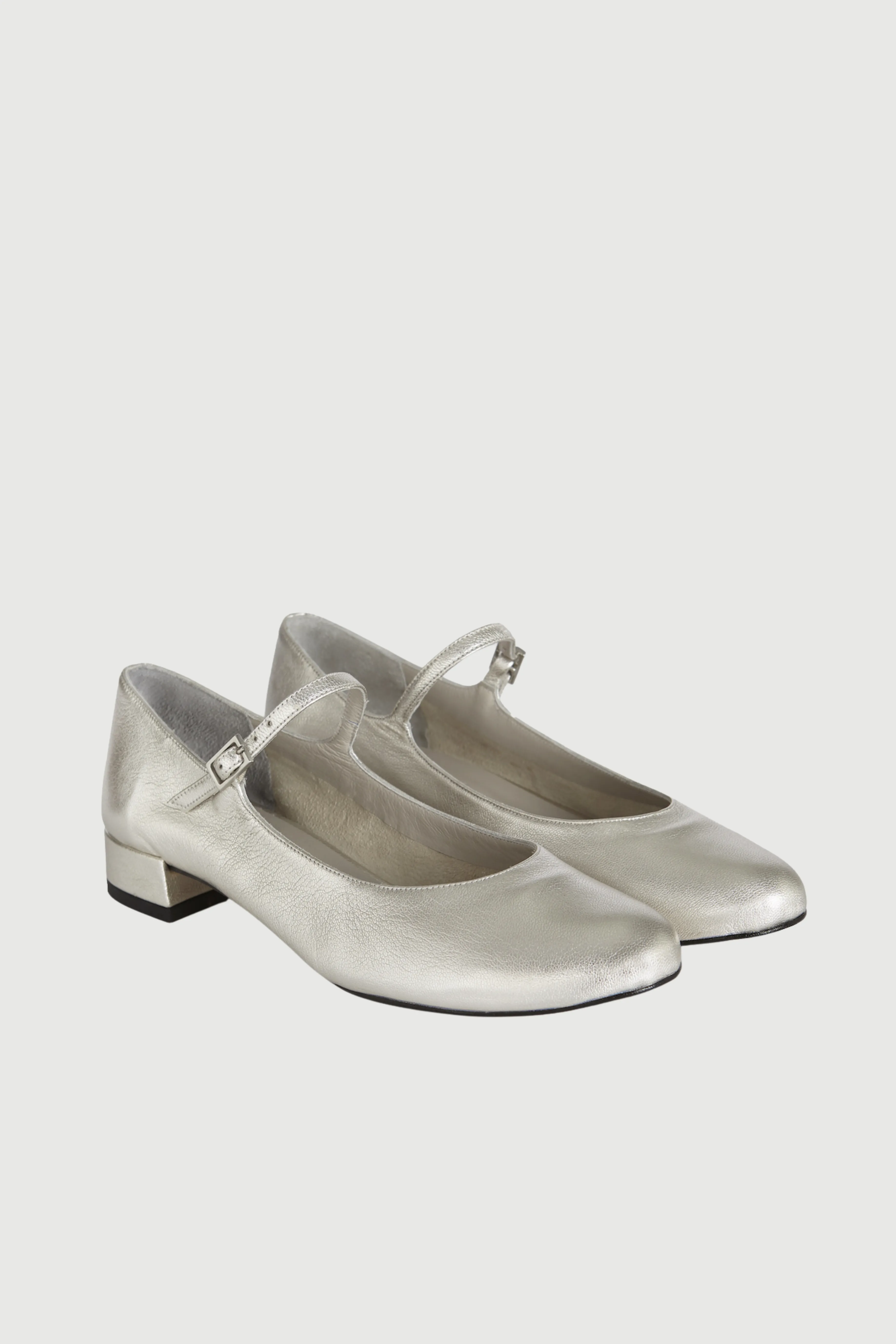 Emilia Mary Janes in Silver Leather