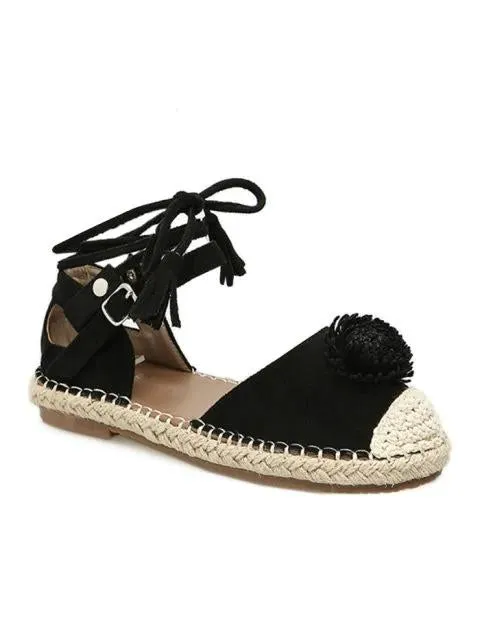 Fancy Espadrille Ankle Wrap Flats