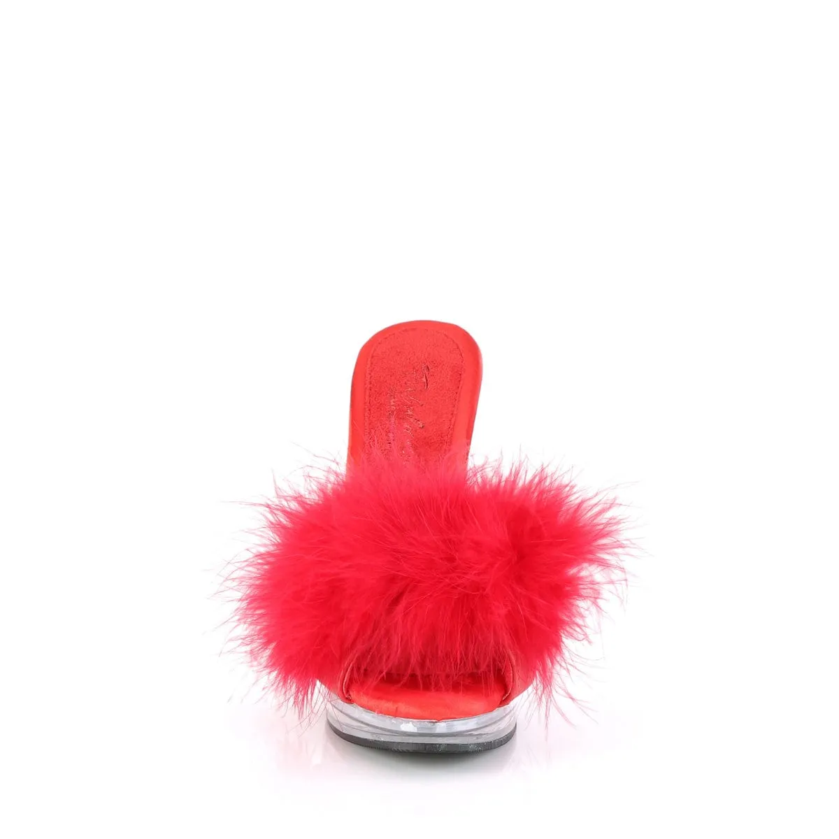 GLORY-501F-8 Red Faux Leather-Fur/Clear