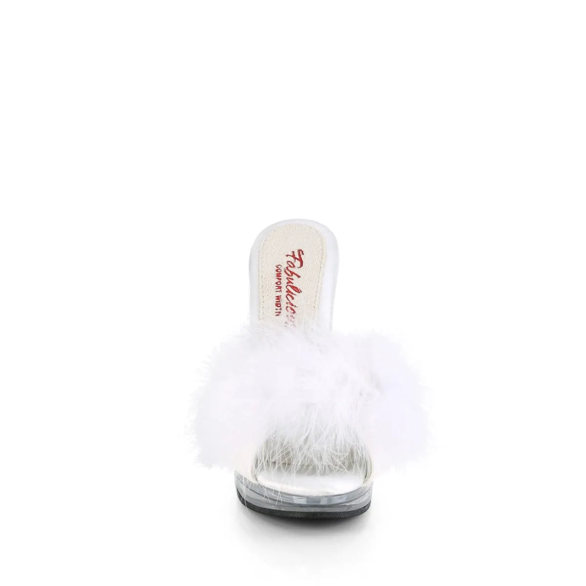 GLORY-501F-8 White Faux Leather-Fur/Clear