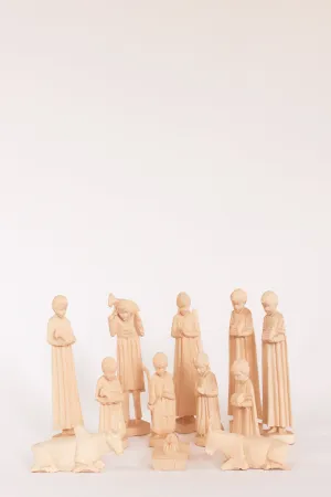 Hand-Carved Fanazava Wood Nativity (12 Figures), Second Edition