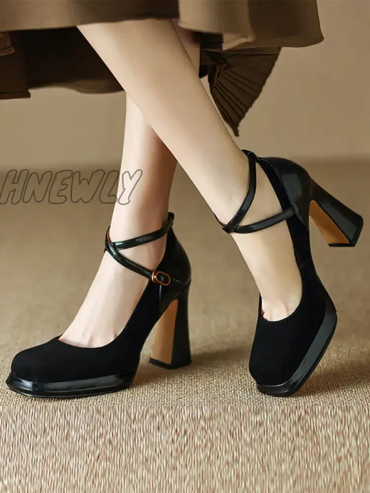 Hnewly - Buckle Square-Toe Mary Janes