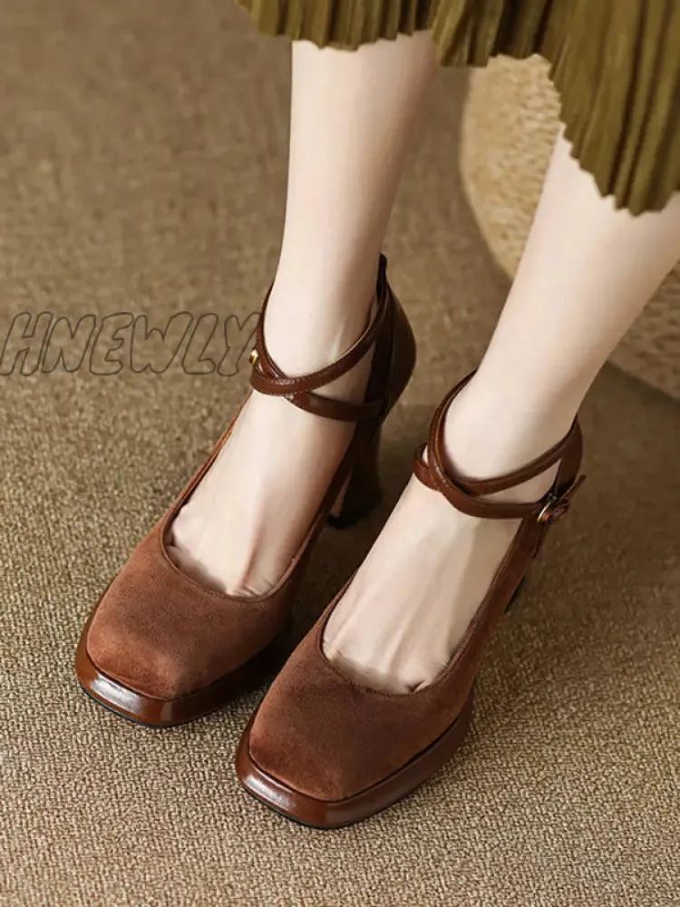 Hnewly - Buckle Square-Toe Mary Janes