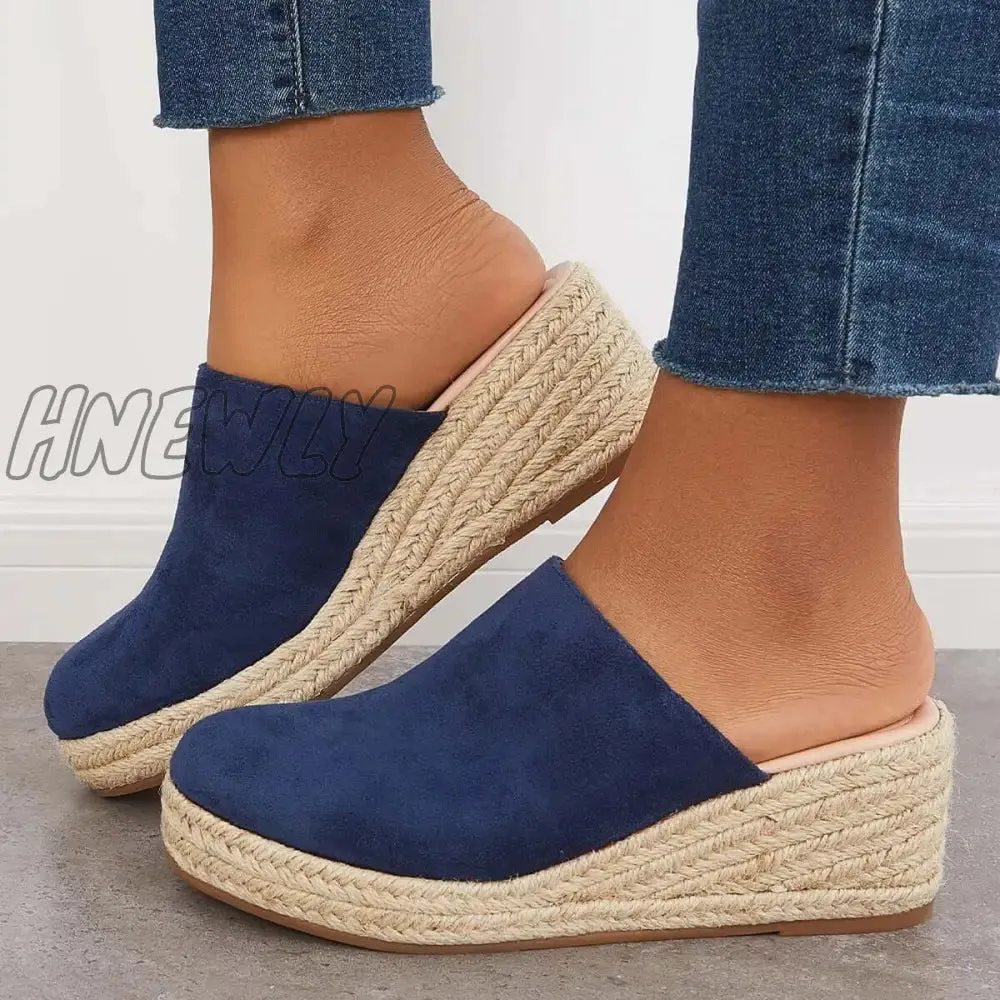 Hnewly Espadrilles Mule Wedges Platform Slip on Backless Sandals