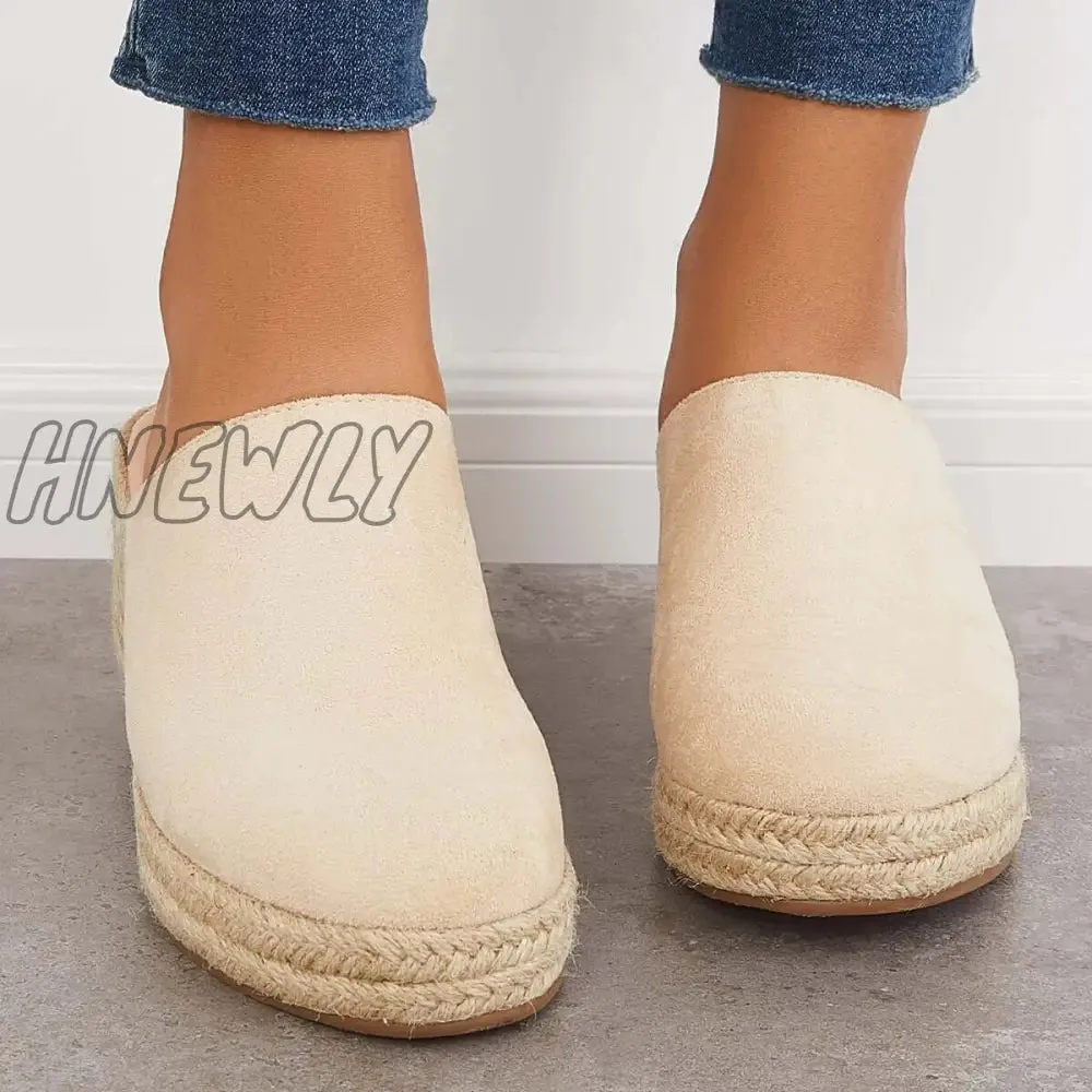 Hnewly Espadrilles Mule Wedges Platform Slip on Backless Sandals