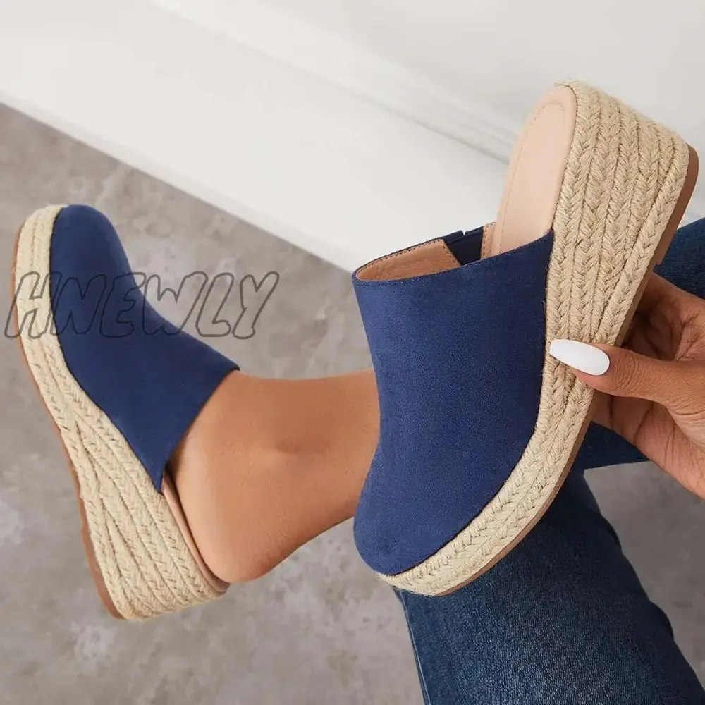 Hnewly Espadrilles Mule Wedges Platform Slip on Backless Sandals