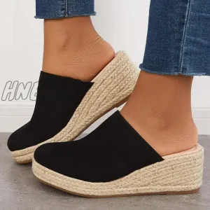 Hnewly Espadrilles Mule Wedges Platform Slip on Backless Sandals