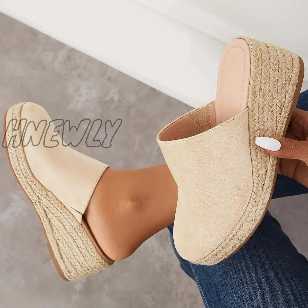 Hnewly Espadrilles Mule Wedges Platform Slip on Backless Sandals