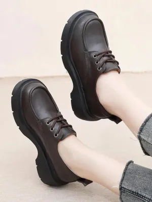 Hnzxzm New British College Style Lace-up Vintage Round Toe Pu Leather Jk Uniform Lolita Shoes Wedge Mid Heel Kawaii Sweet Girls Shoe