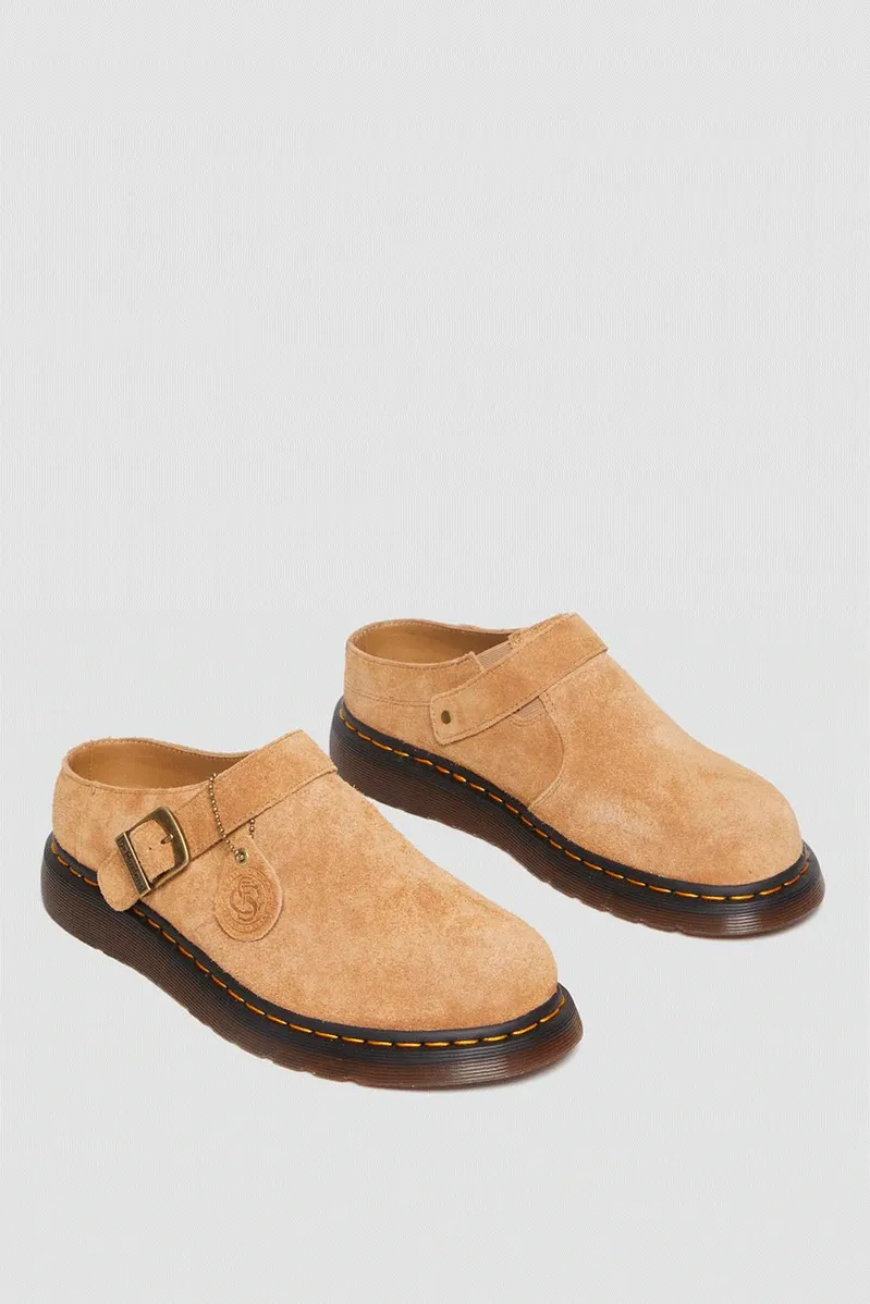 Isham Buckle Mule Suede - Tan Desert Oasis