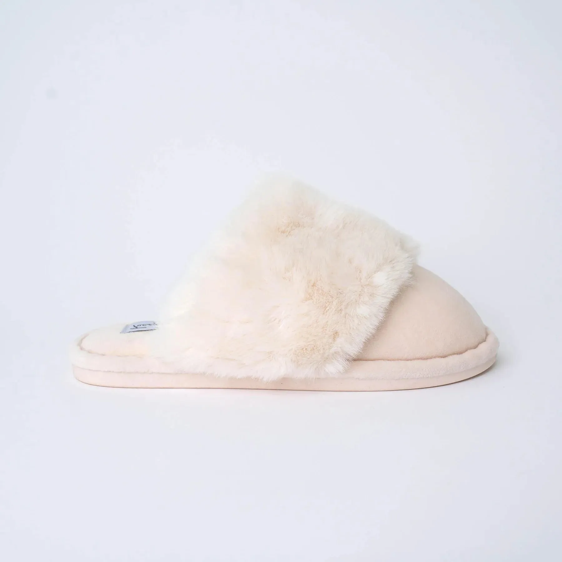 IVORY FURRY MULE SLIPPERS