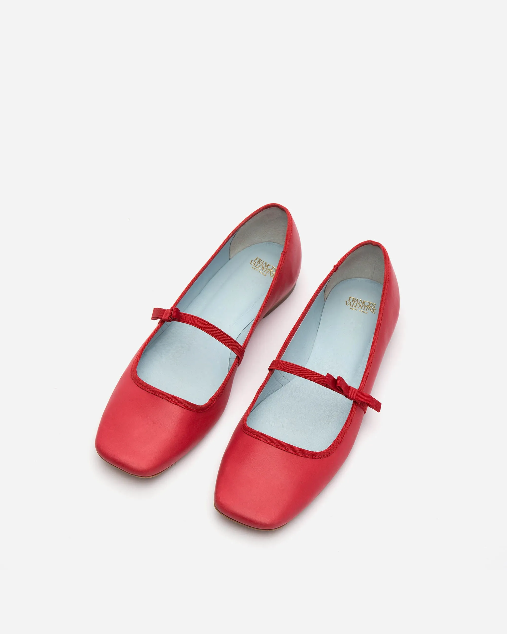 Jude Mary Jane Leather Flat Red