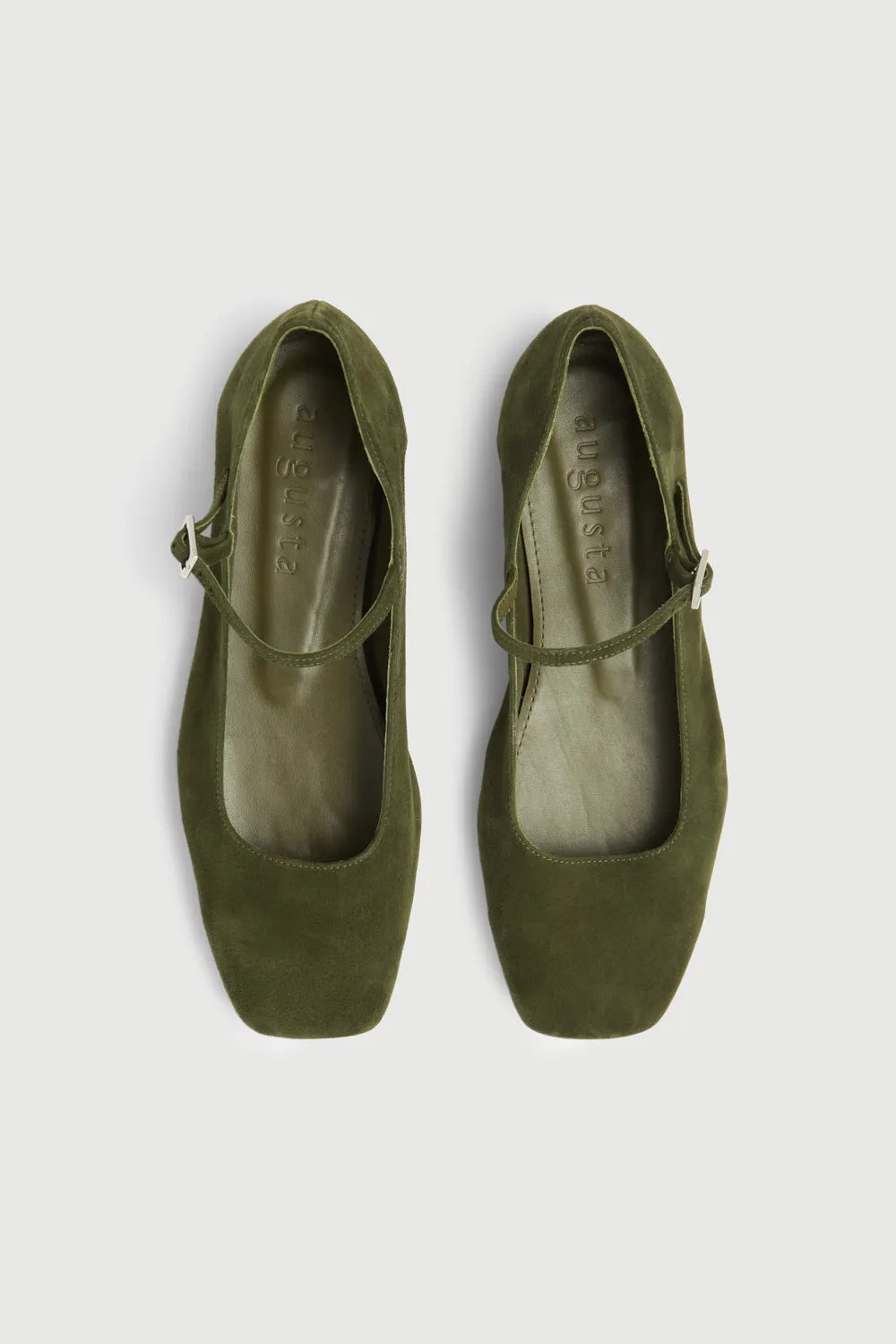 Julieta Mary Janes in Khaki Suede