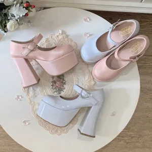 Kawaii Aesthetic Heart Buckle Sweet Lolita Shoes Heels