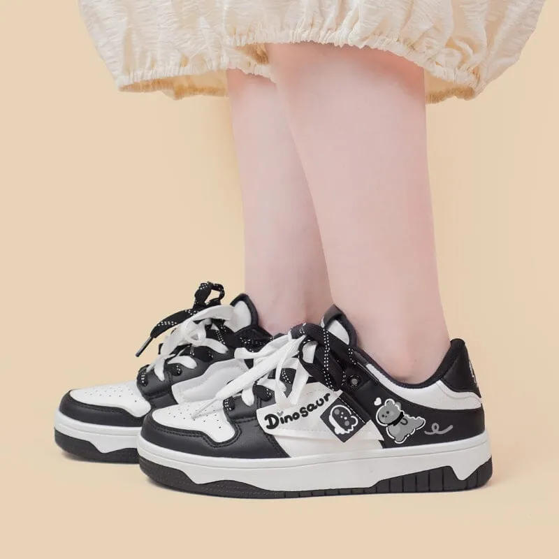 Kawaii Dinosaur Chunky Black Shoes - Unisex