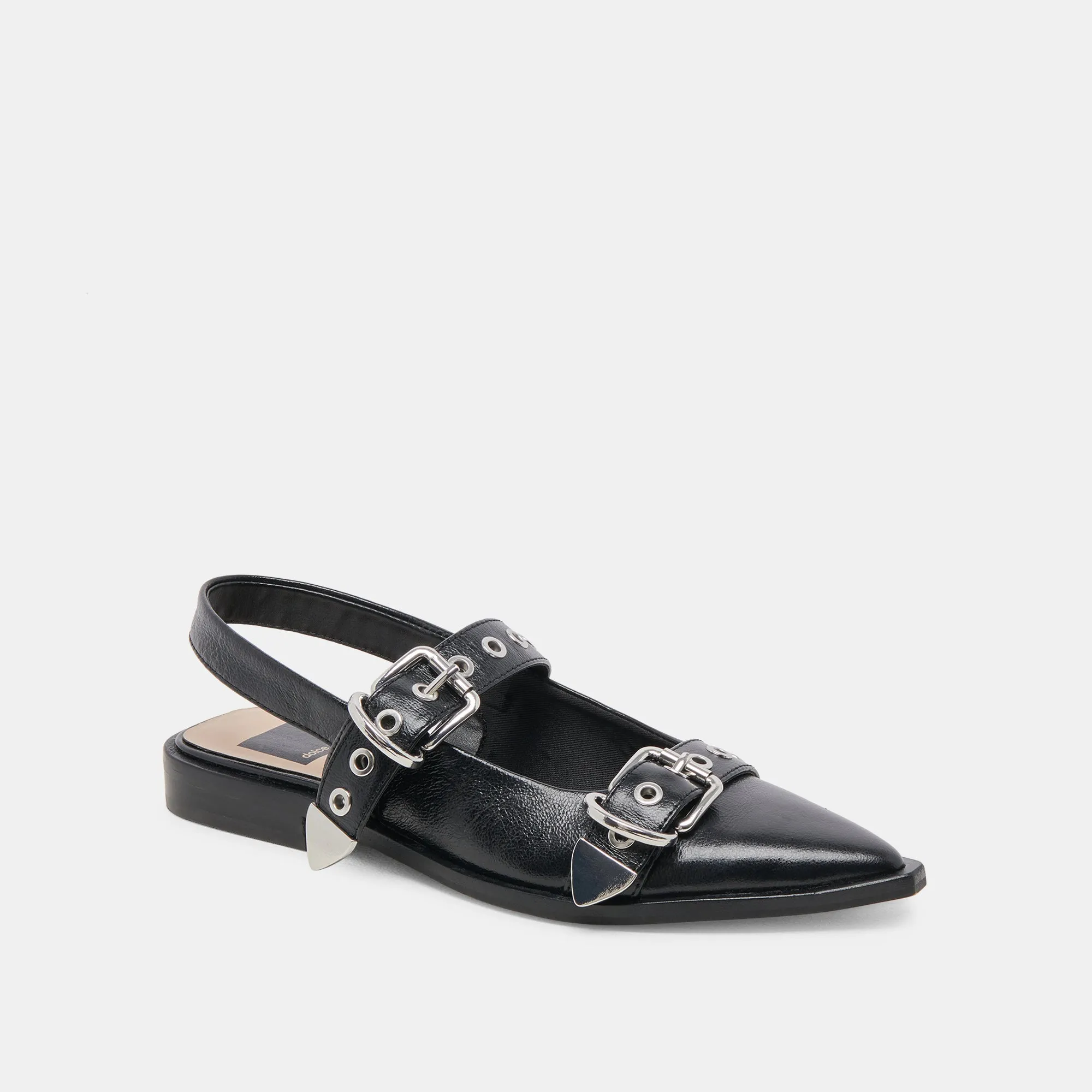 LABELL FLATS MIDNIGHT CRINKLE PATENT