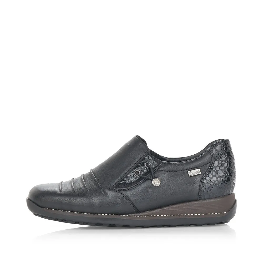 Ladies Rieker Black Leather Shoes 44254-00 Water Repellent sale