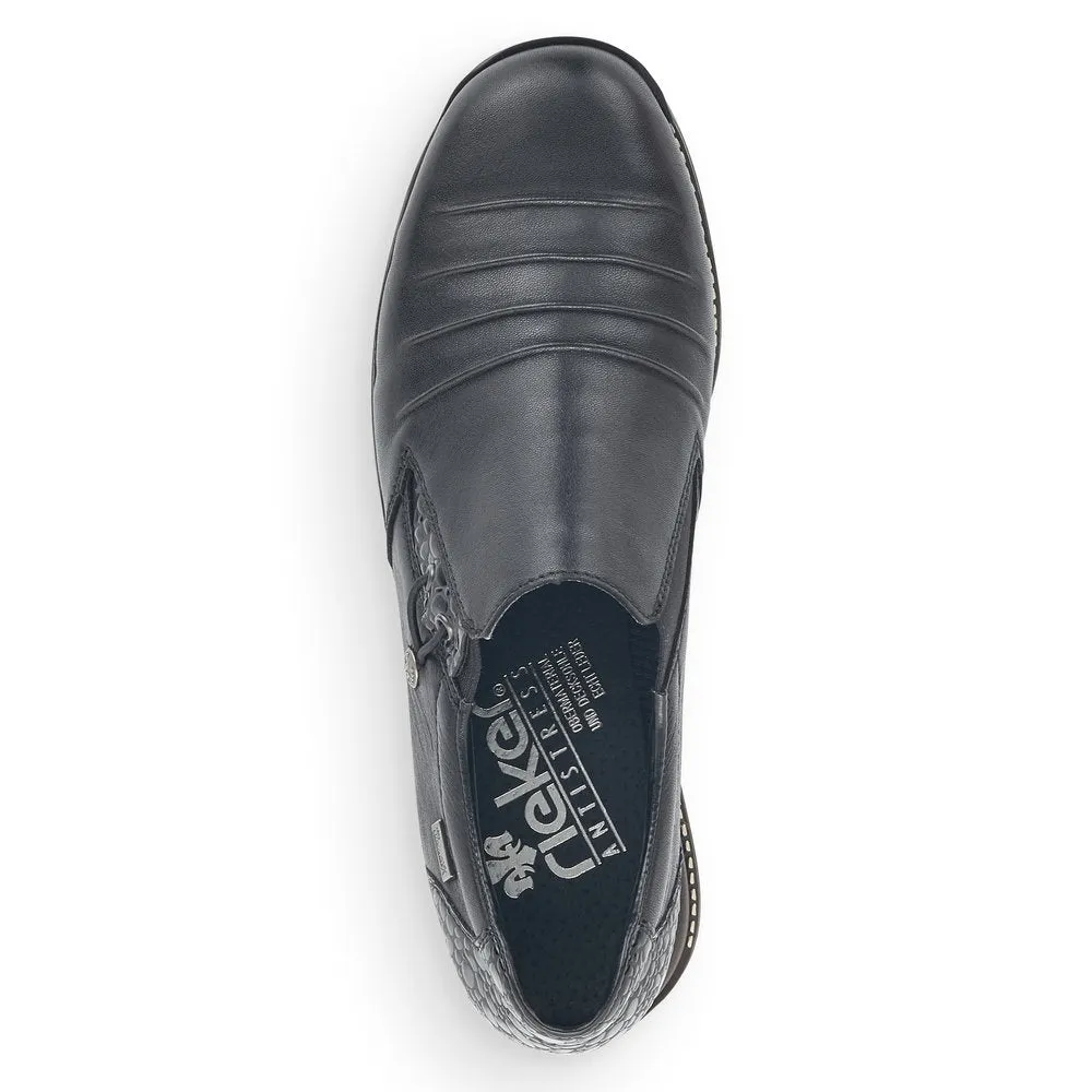 Ladies Rieker Black Leather Shoes 44254-00 Water Repellent sale