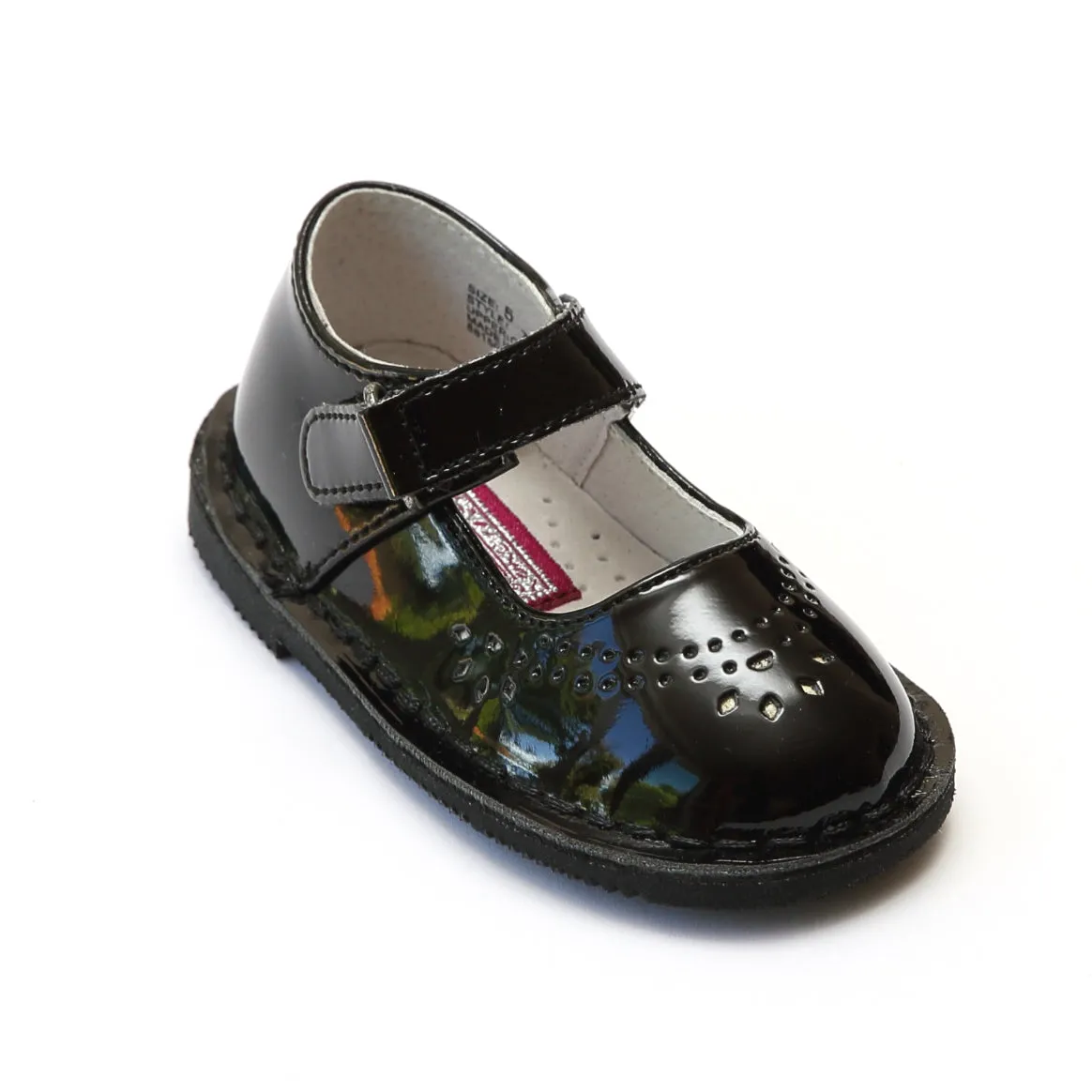 L'Amour Girls Classic 758 Patent Black Leather Mary Janes